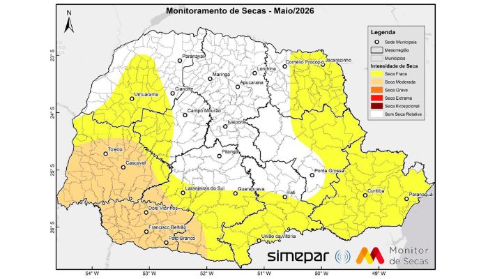 Seca recua em várias regiões do Paraná, aponta monitor nacional